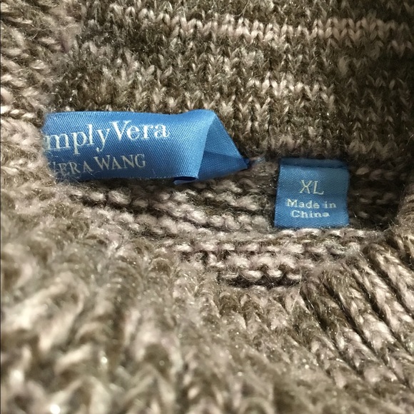 Simply Vera Vera Wang Cable Knit Funnel Sweater  Demitasse  Size XL - Picture 6 of 8